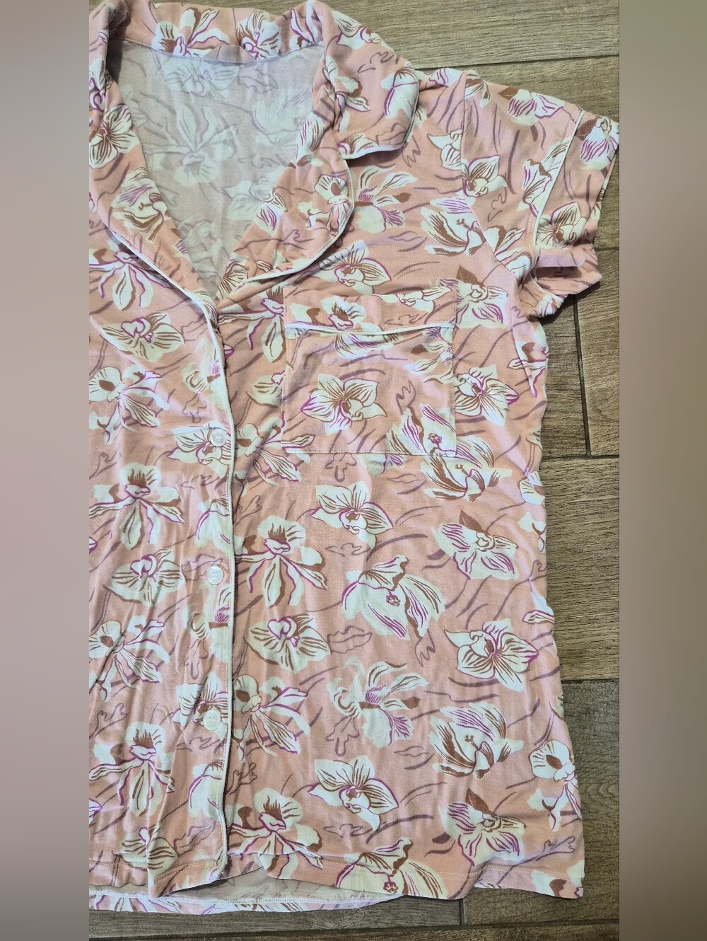 Eberjey Gisele Relaxed Short-Sleeve And Cropped Pants Pajama Set Fiore Rose Sz S - Picture 7 of 10